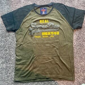Superdry Men's Olive and Black Tee